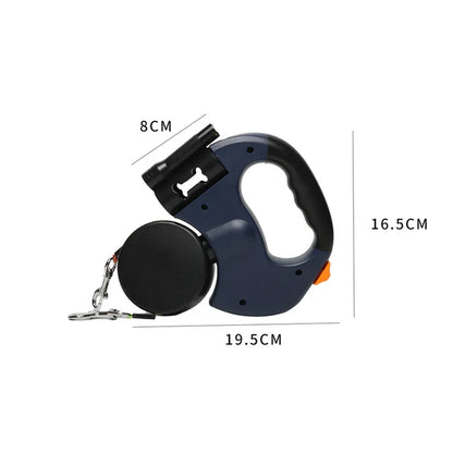 VelvetSnout™ Double Leash with Light, Waste Bag Holder & 360° Swivel
