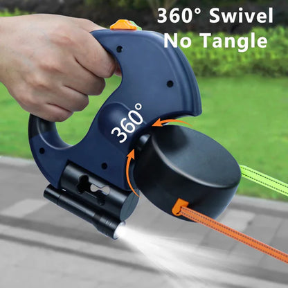 VelvetSnout™ Double Leash with Light, Waste Bag Holder & 360° Swivel
